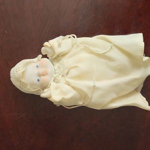 Vintage Bisque Christening Doll (1 leg off)